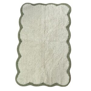 Pottery Barn Julia Berolzheimer Tufted Organic Cotton Bath Mat Green/White